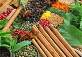 Colorful and aromatic spices and herbs. Food additives.